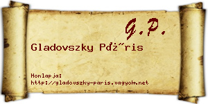 Gladovszky Páris névjegykártya